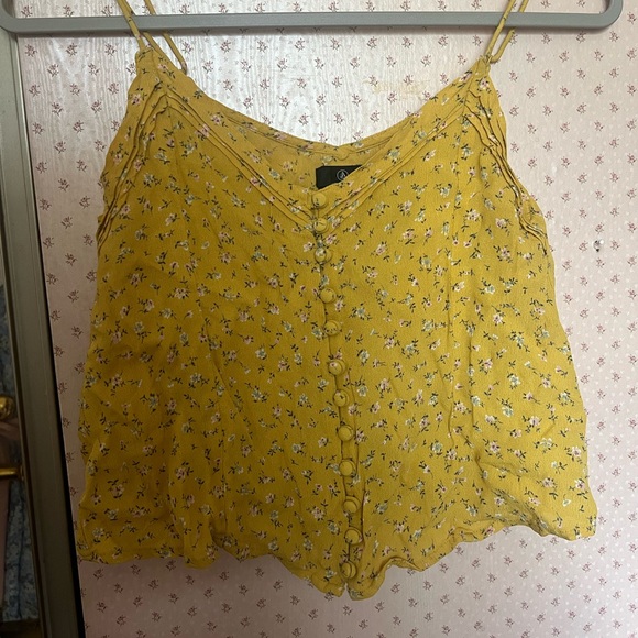Volcom Flowy Yellow Button Tank Camisole - Picture 4 of 5